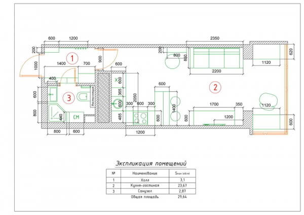 thiết kế căn hộ 30m2